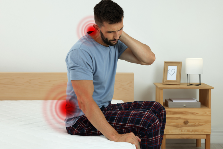 Man Suffering Neck and Back Pain from Fibromyalgia Flare-Up
